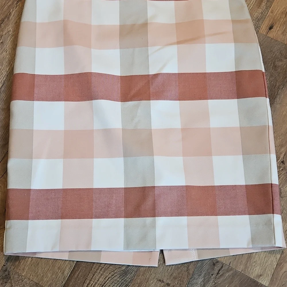 👗Ann Taylor Plaid Pencil Skirt - Pink and Cream